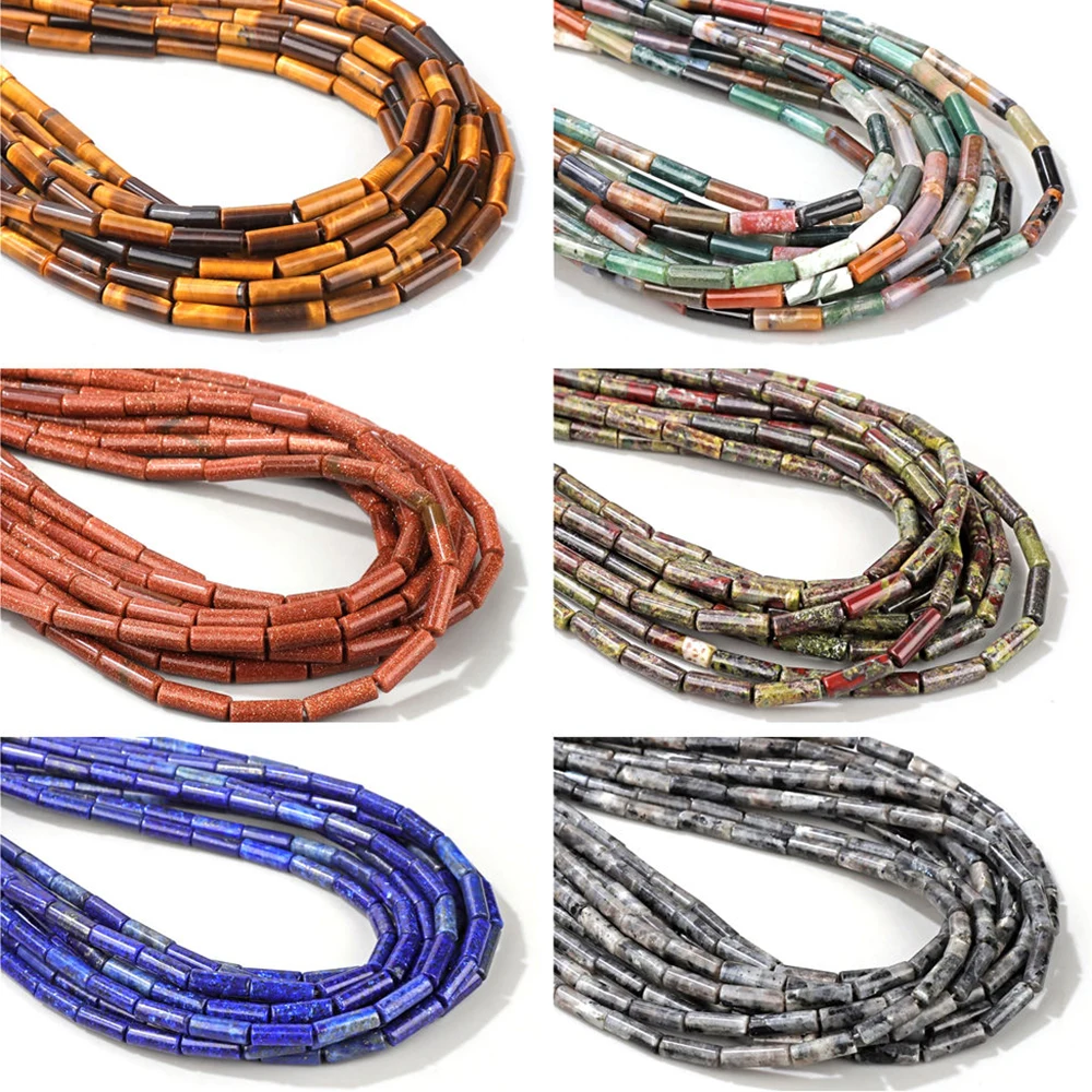

4x13MM Tube Bead Natural Stone Healing Crystal Loose Cylinder Spacer Beads Jewelry Making Diy Bracelet Charms Crafts Accessories