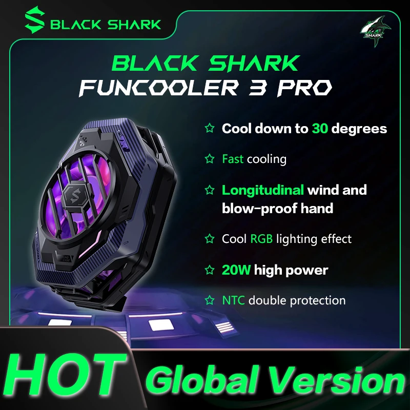 

Глобальная Версия Black Shark FunCooler 3 Pro с RGB-подсветкой, охлаждающий вентилятор с поддержкой APP Control ICE Dock для Android / iOS