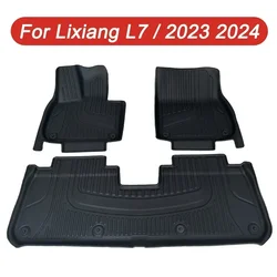 Lixiang l7 2023 2024用の車のフロアマット,防水,滑り止め,tpe,黒いフロアライナー,トランク,卸売