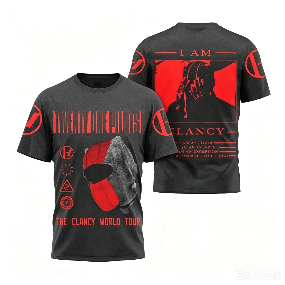 Twenty One Pilots 2026 The Clancy Tour Shirt 2026 Summer Men Women Cotton Overszied T-shirt Street Wear Y2K Casual T-Shirt - view 4