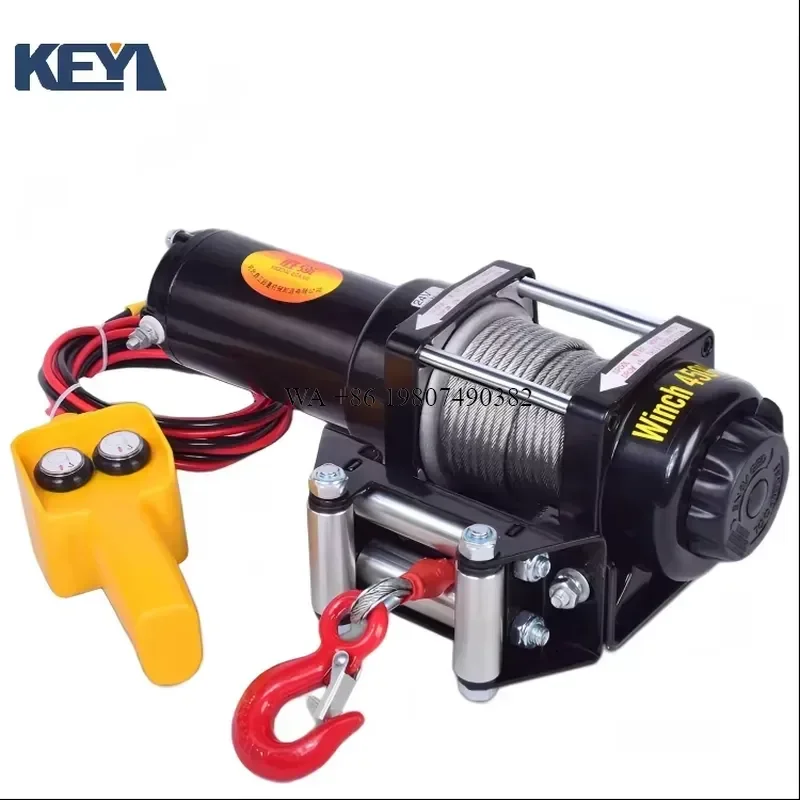 wmwmnu for Professional 4500Lbs Car Winch High Quality 12v 24v Steel Wire Winch with Remote Wireless Control for