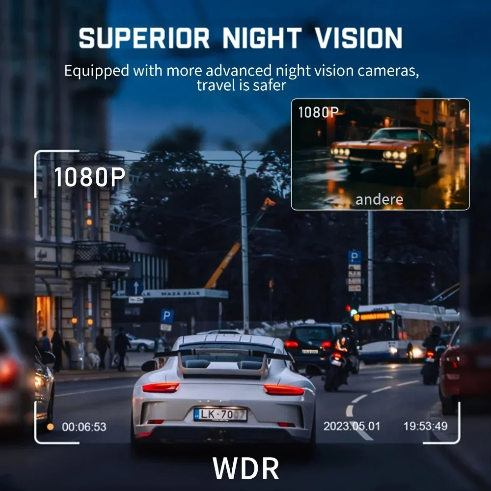 Car Dash Cam 4 Channel Driving Camera with WiFi GPS 1080P Front Left Right Rear Night Vision Loop Recording 24H Parking Monitor