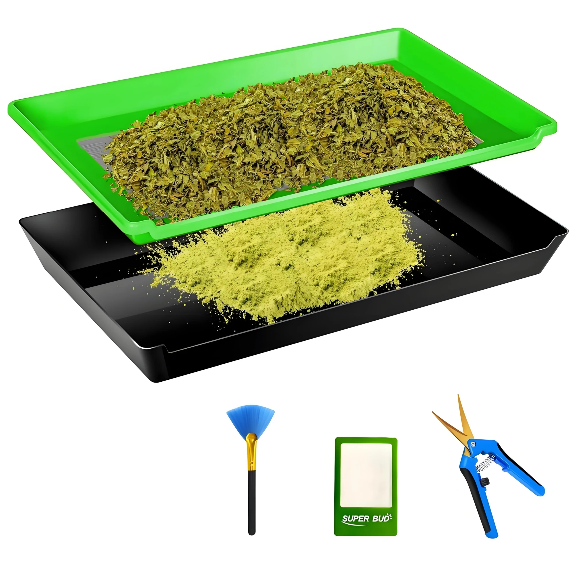 مجموعة صينية القطع مع صينية التشذيب 150 ميكرون شاشة حبوب اللقاح أسفل صندوق الحصاد مقص عشب النبات زهرة المغربل الجاف الملحقات