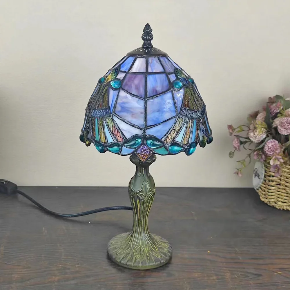 8 Inch 20cm Stained Glass Shade Tiffany Vintage Desk Lamp
