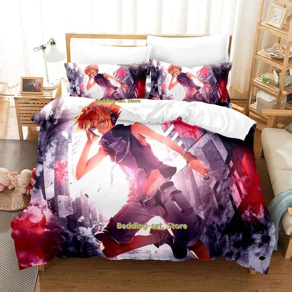 

The World Ends With You Sakuraba Neku Bedding Set Cartoon Anime three-piece set Adult Kid Bedroom Duvetcover Sets 3D Kawaii Cool