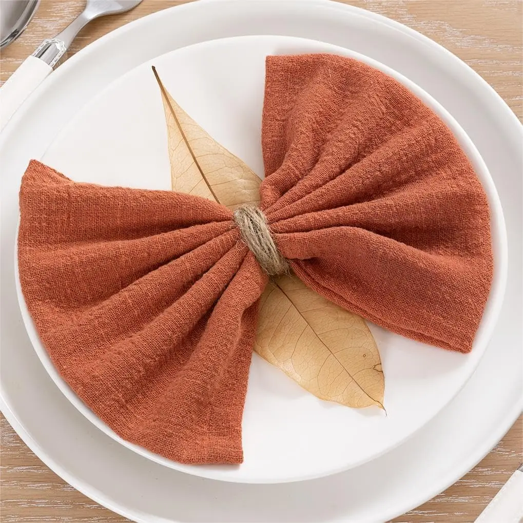 10pcs Cotton Cloth Napkins Soft Gauze Fall Dinner Napkins 30x30cm Rustic Napkins for Christmas Wedding Party Table Decoration