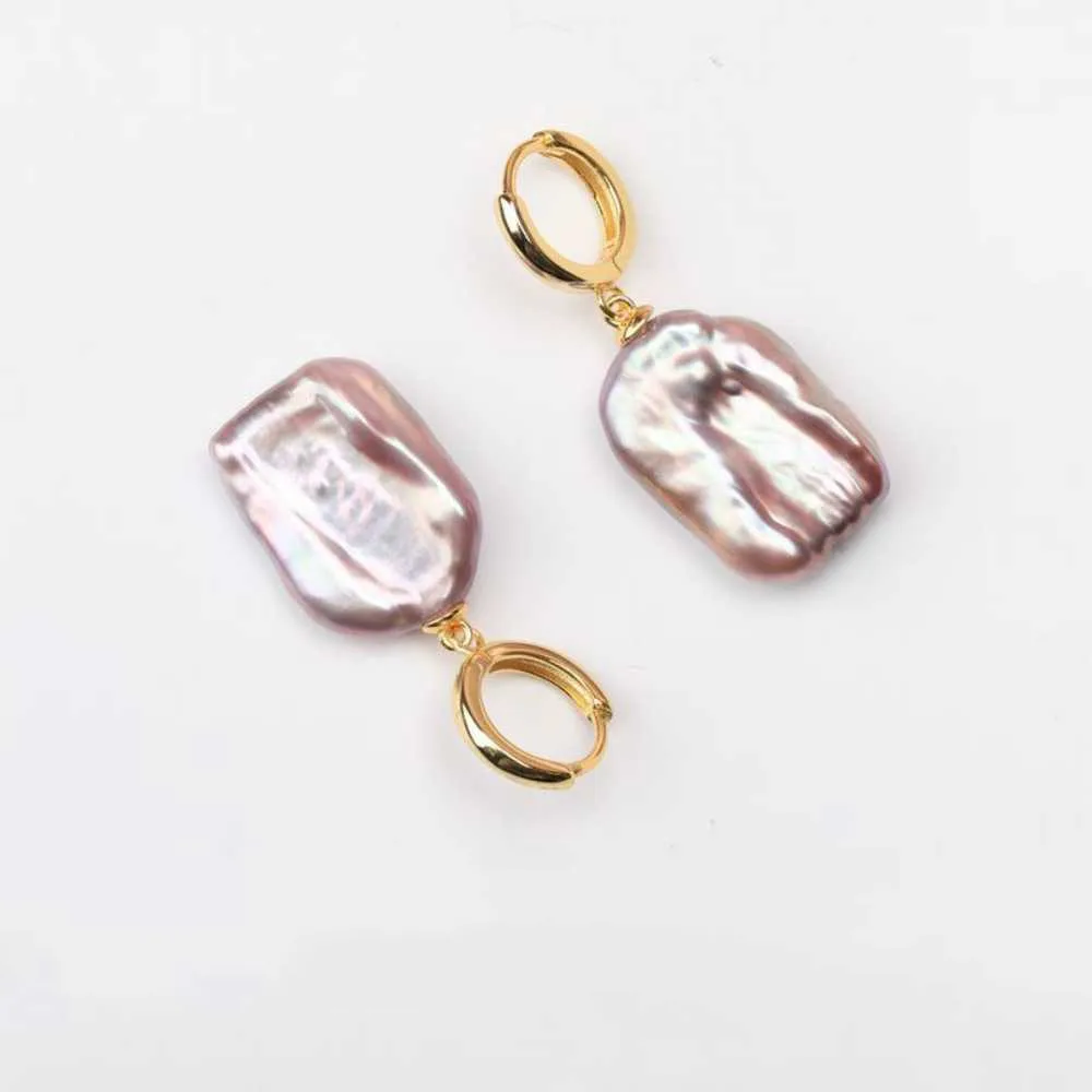 Handmade colorful Baroque freshwater pearl earring square pendant Jewelry VALENTINE'S DAY Classic Women HOOK