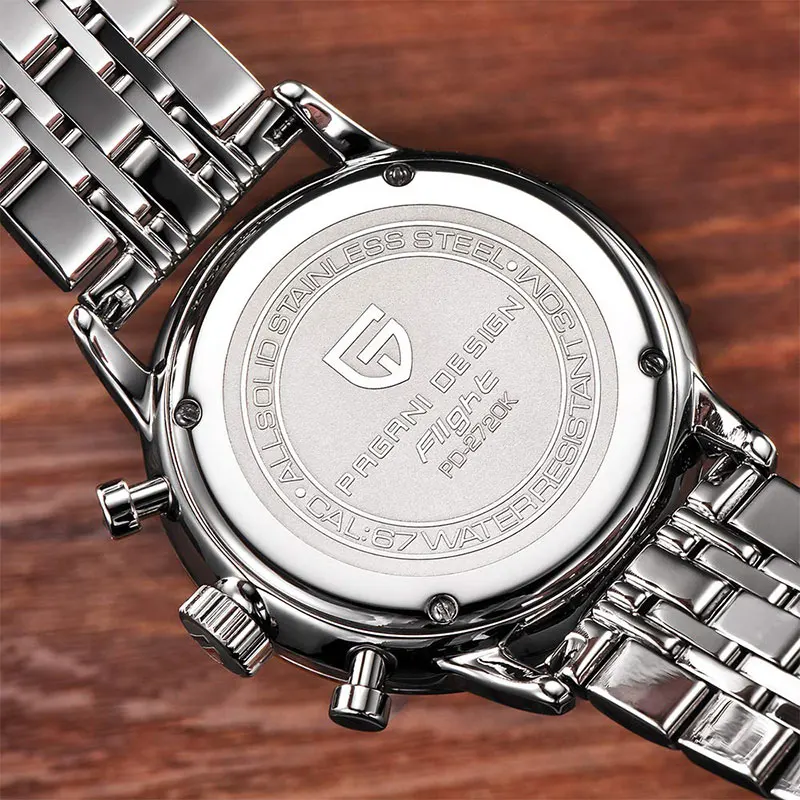 ساعة للرجال تصميم باجاني جديد كرونوغراف VK67 كوارتز ساعة اليد العلامة التجارية الأعلى الفولاذ المقاوم للصدأ الرياضة مقاوم للماء ساعة الرجال الساعات