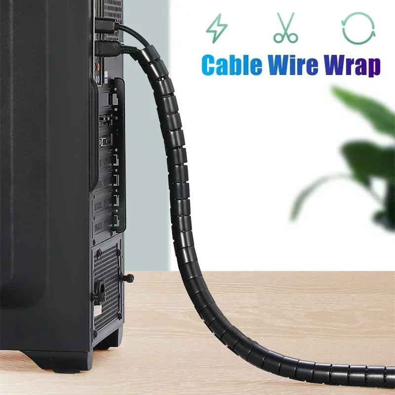 2M 28/10/8mm Flexible Spiral Cable Wire Protector Cable Organizer Computer TV Cord Protective Tube Organizer Management Tools