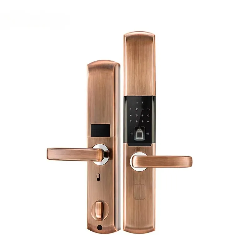 Smart Electric Fingerprint Scanner Lock Automatic Sliding Cover Digital Door Handle  With Modern Key For Home