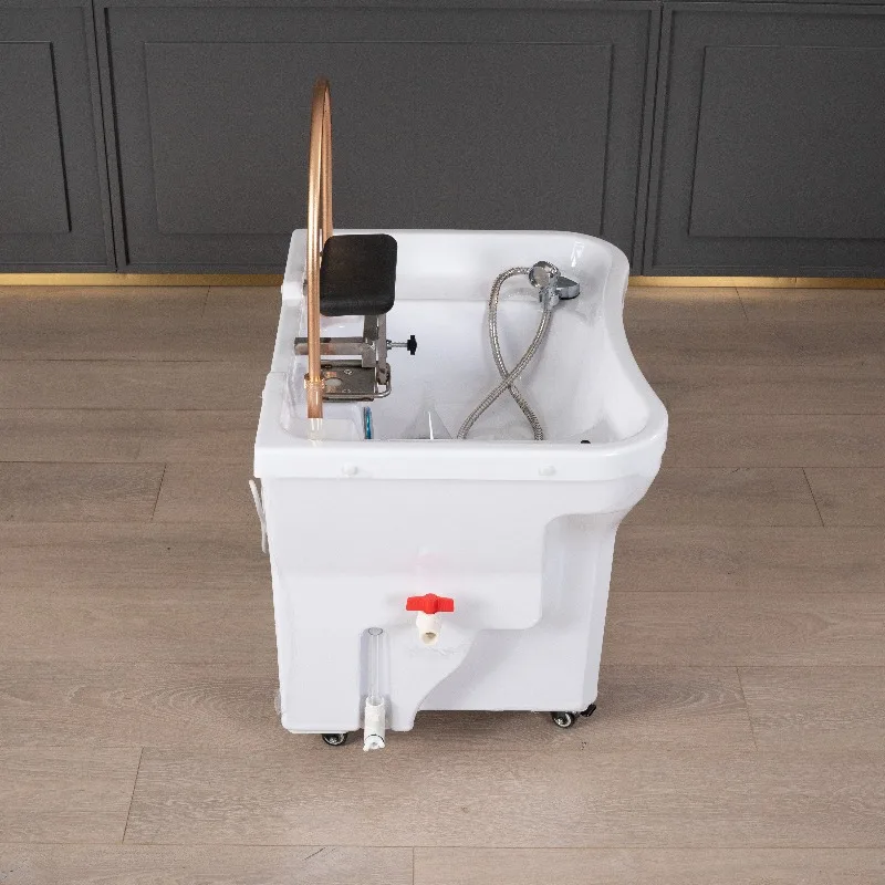Luxury White Shampoo Therapy Spa Unplumbed Portable Shampoo Basin Sink with 60L Beauty Bed Water Tank