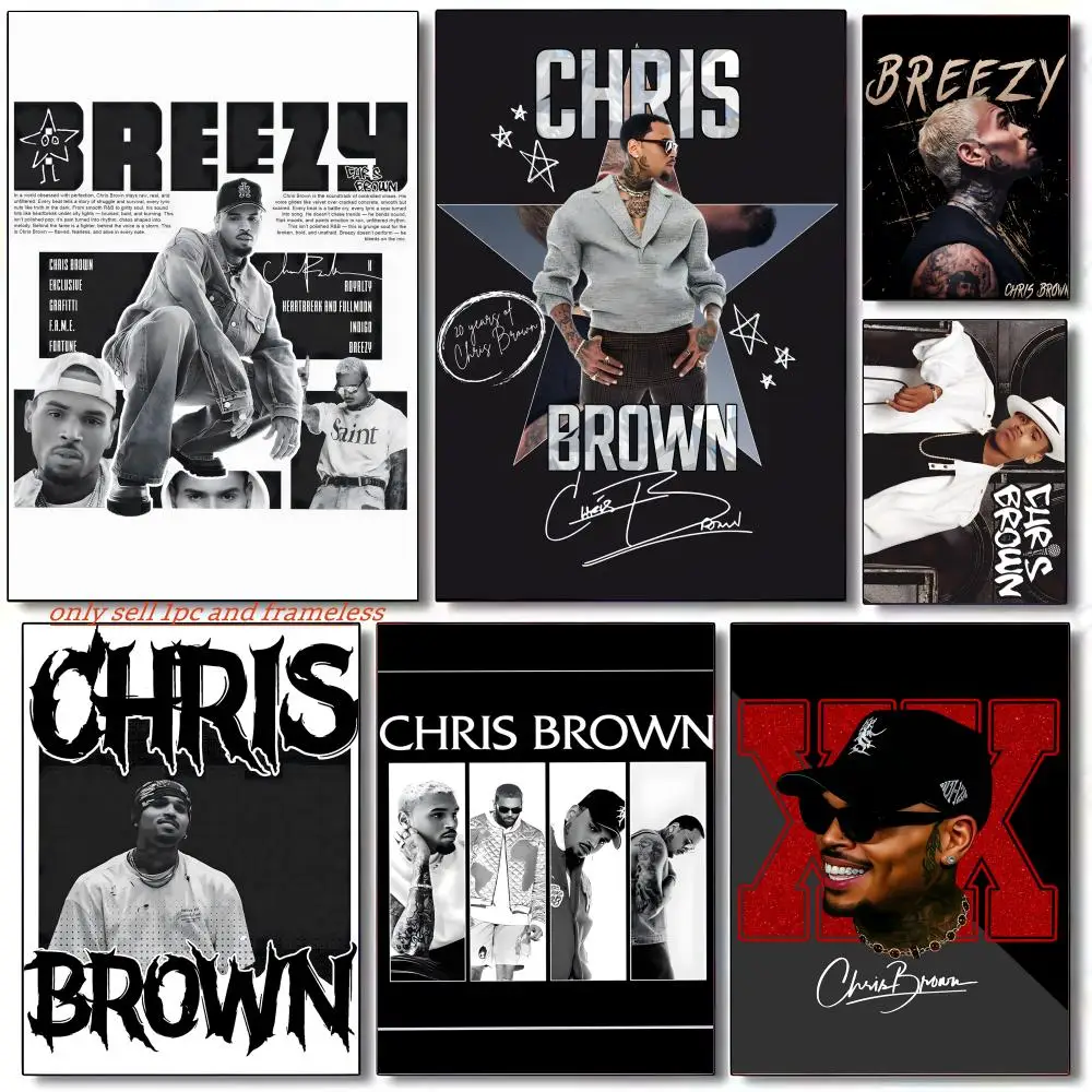 Contemporary R&B Singer Music C-Chris Brown Poster Poster painting with prints Home bedroom living room decoration gift