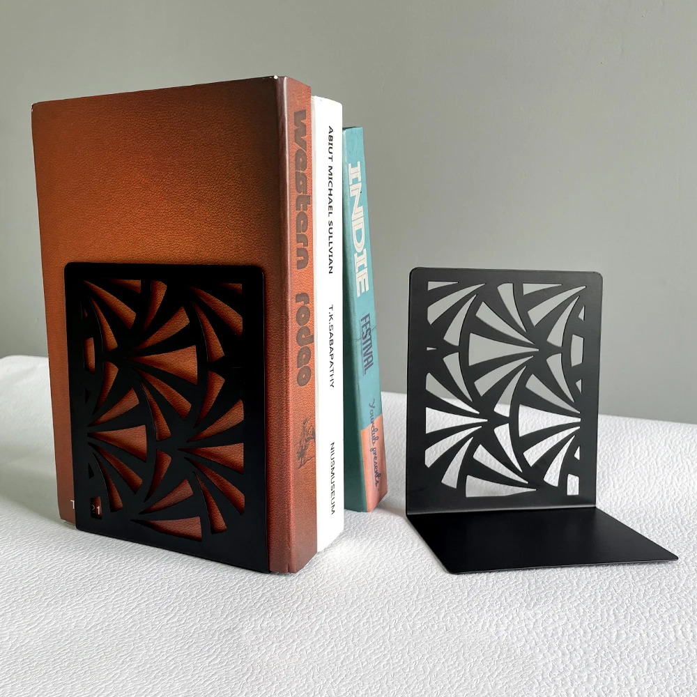 Art Style Fan Book Ends Bring Metal Bookends Office Desktop Home for Book Lovers Office supplies Heavy Duty Bookshelf Book rack