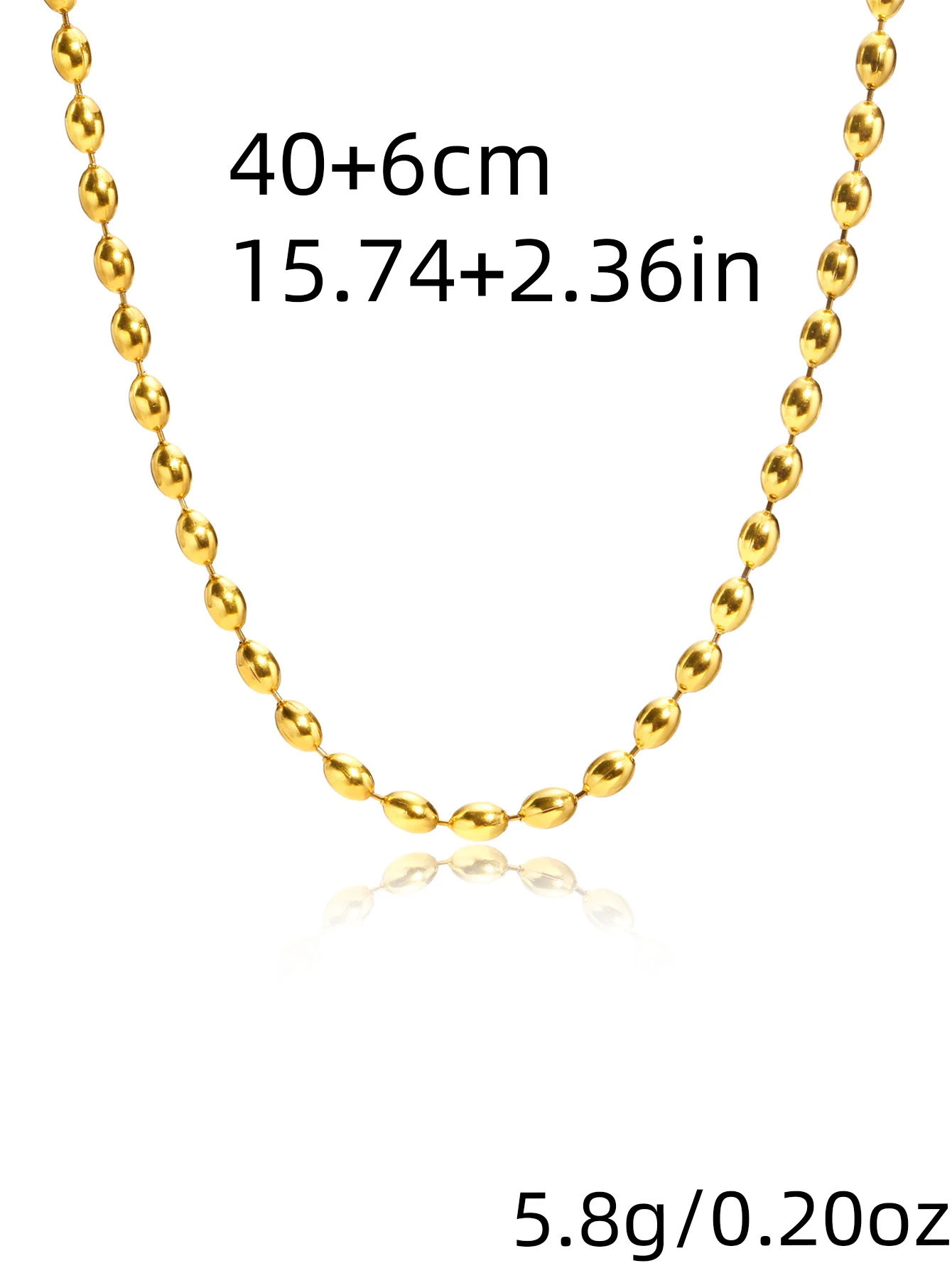 1Pc Exquisite High Quality Simple Fashion Gold Color Stainless Steel Beaded Necklace Men Women Party Prom Gifts  3MM 40CM+5CM image 2