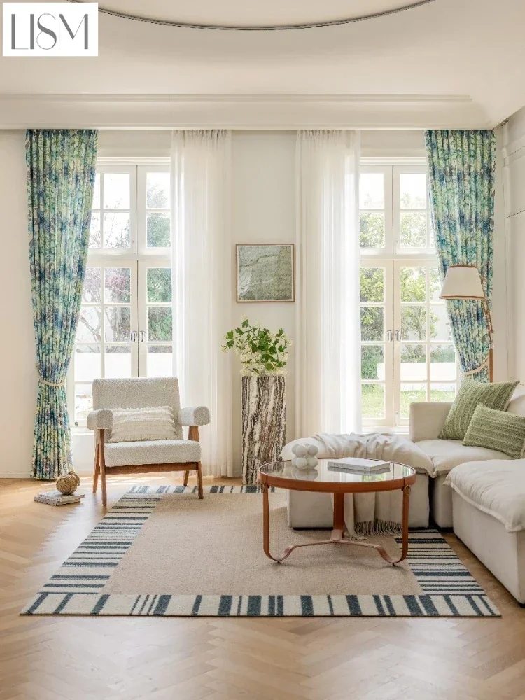 New French American Garden Plant Flower Cotton Hemp Printing Curtains For Living Room Bedroom Balcony Curtains
