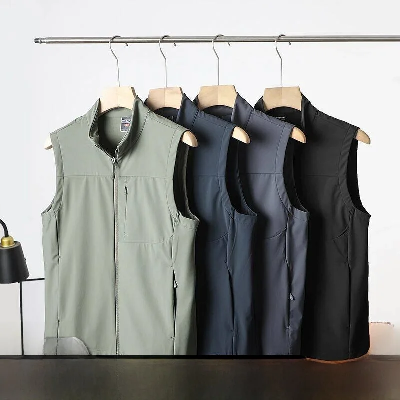 

Легкий уличный повседневный жилет с 3D-кроем и воротником-стойкой, унисекс, универсальный, модный, из нейлона и спандекса, для лета и весны