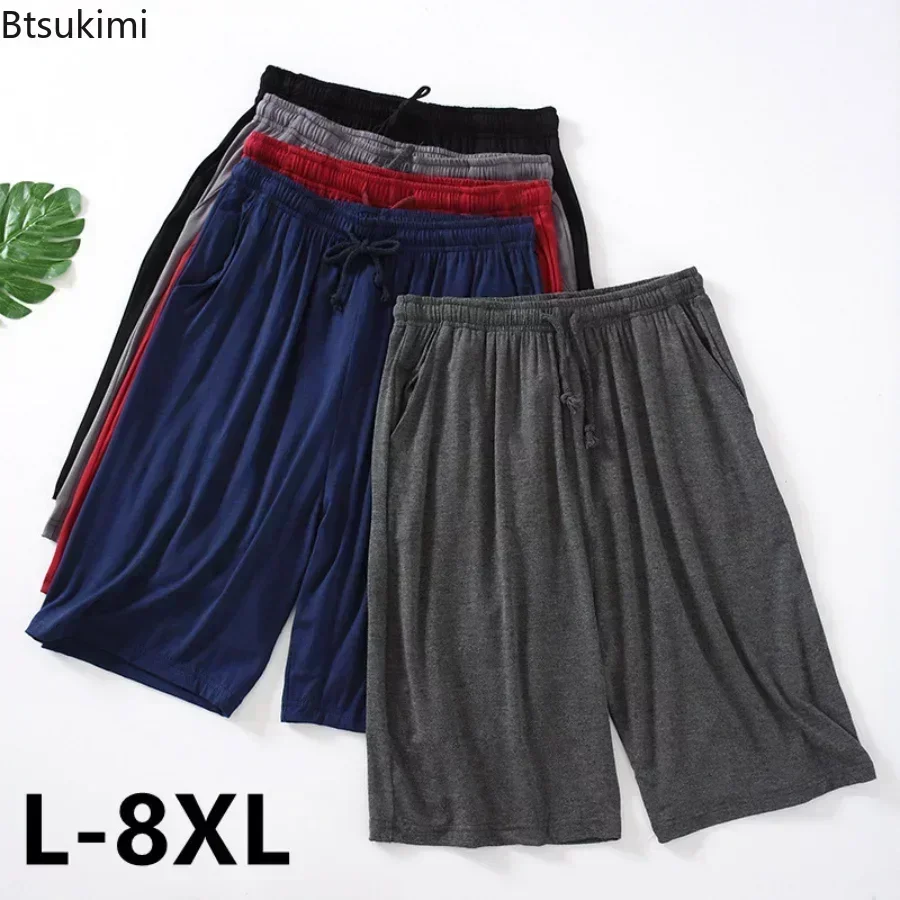 Plus Size 7XL 8XL Casual Slaap Shorts voor Mannen Casual Modale heren Pyjama Shorts Zomer Zachte Vijf Punten Katoen strand Shorts Mannelijke