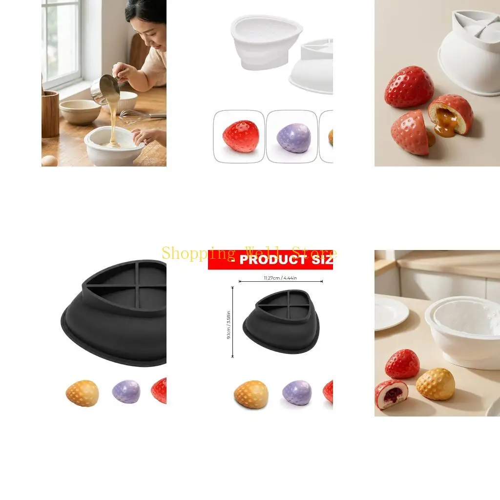 KX4B Strawberry Chocolate Baking Mould Silicone Mousse Cake Molds for Family Gatherings and Celebration