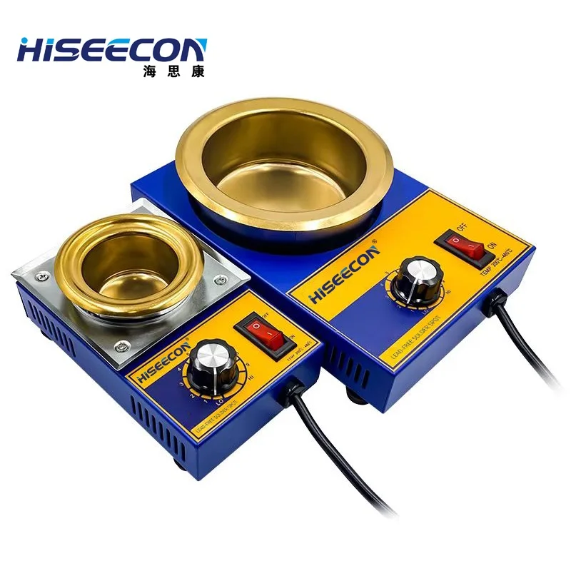 HISEECON  130W 250W Tin Melting Soldering Pot Furnace Adjustable Temperature Desoldering Bath 50mm Diameter Stove US EU Plug