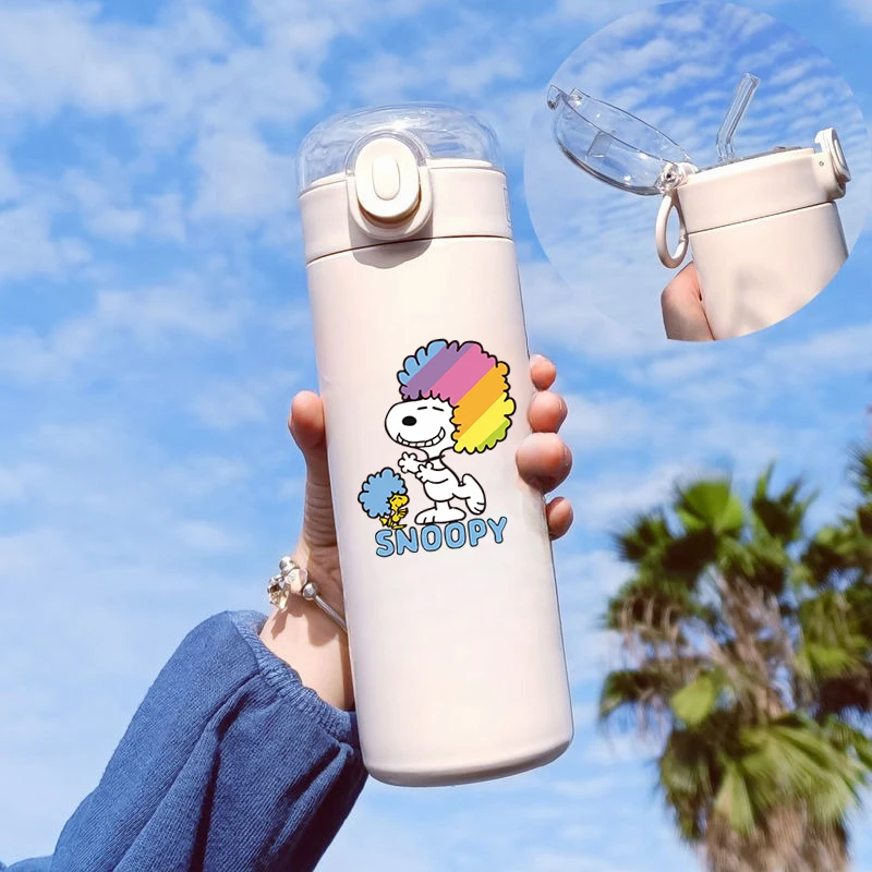 420ML Cartoon Snoopy Thermos Water Bottle Anime Large Capacity Portability Vacuum Flask Insulated Water Bottle Kid Drinkware Cup