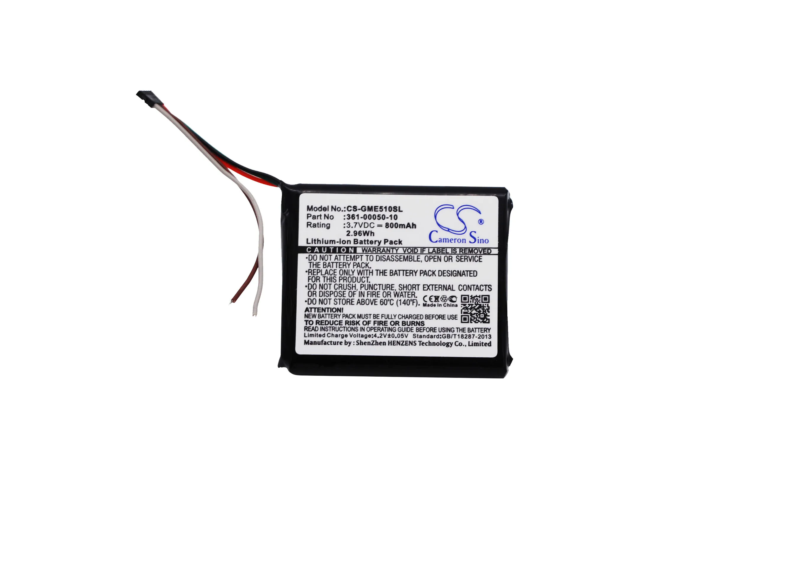 CS Replacement Battery for Garmin Edge 510 PN:361-00050-10,361-00050-03 800mAh / 2.96Wh