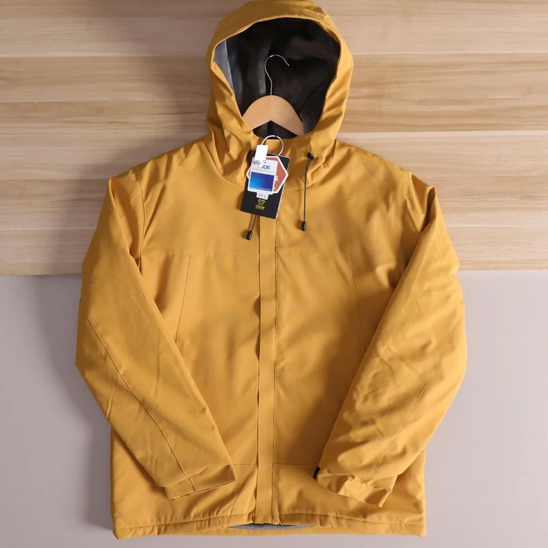 Casaco masculino quente Thiened Fce forrado com capuz ao ar livre à prova de vento outono inverno Jaet Stand Fit Faion Urban Sle Long Sl...