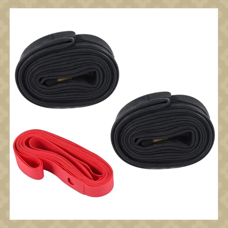 

ABST 2Pack 700X35-43C Bike Inner Tube With 2 Rim Strip Schrader Valve Rubber Bike Tire Tube For 700C Road Bike