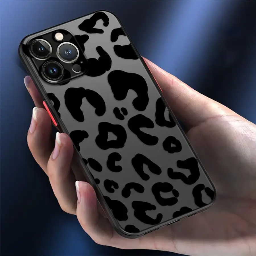 Custodia morbida per Apple iPhone 12 13 11 Pro Max 15 16 14Plus XS Max 7 8 13 Mini Leopard Art