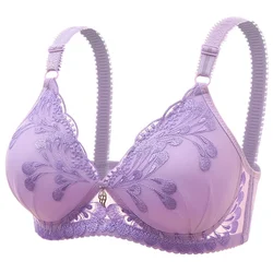 Solid Plus Size Bra For Women 34-40 AB Wireless Bra Thin Intimate Push Up Sexy Lingerie For Women Embroidery Underwear