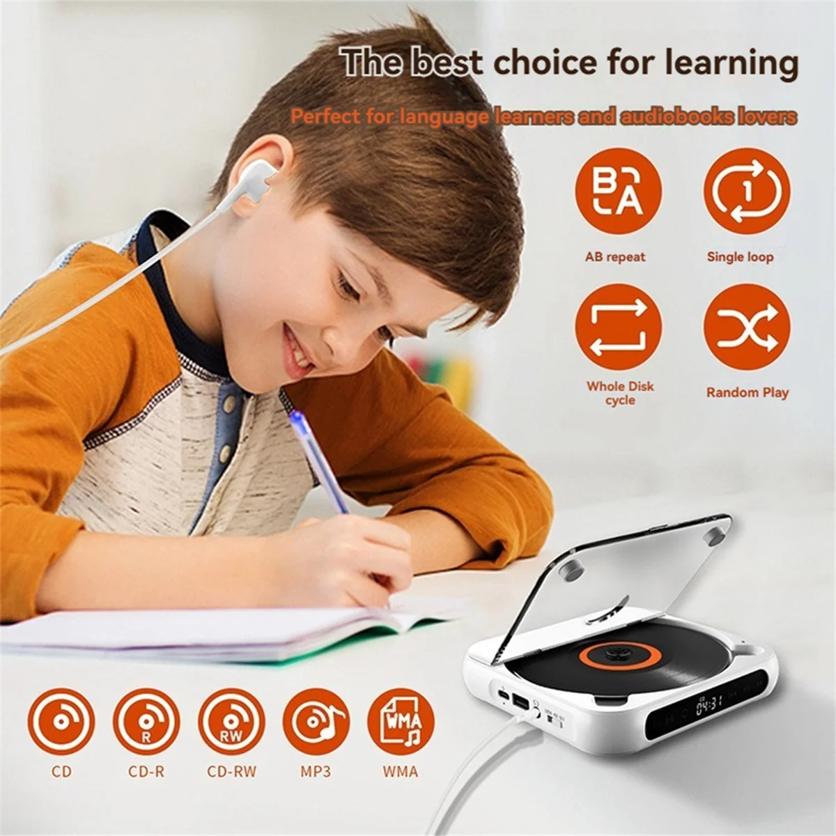 

【Hot&Price】Bluetooth CD Player Portable BT Speaker LED Screen Stereo Player HIFI Sound Quali Built in Rechargeable Battery