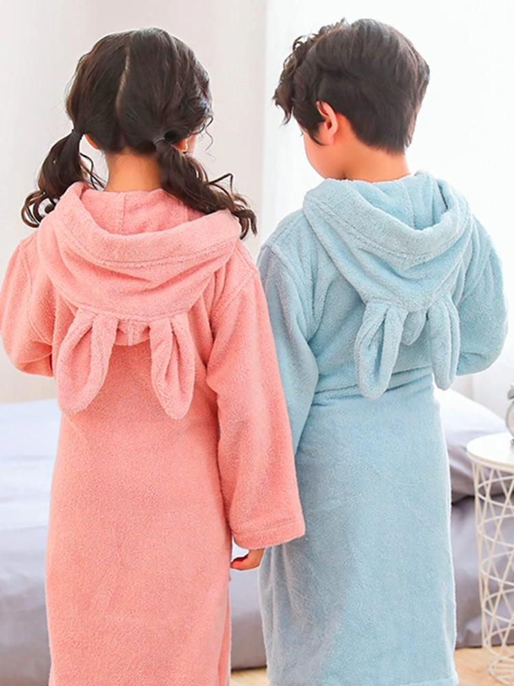厚手の綿のバスローブ子供用春夏帽子タオル素材男の子女の子スリープローブかわいい水泳マント