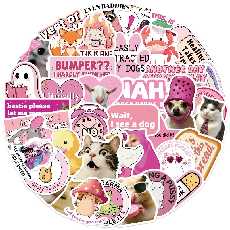 50pcs personalidade dos desenhos animados rosa criativo graffiti adesivos decorativos