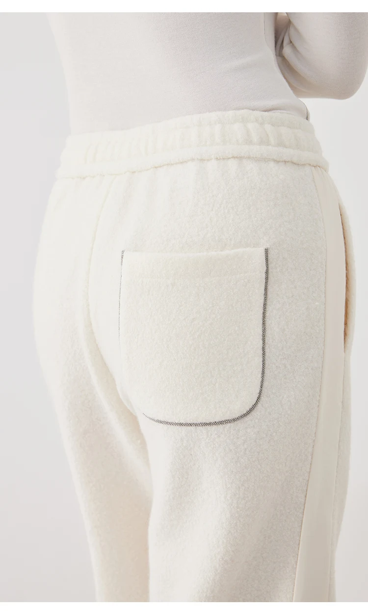 K2639W Hochwertige Damenbekleidung Luxusmarke Lässige Hosen Herbst und Winter Dicke 100% Wollhosen – Detail 5