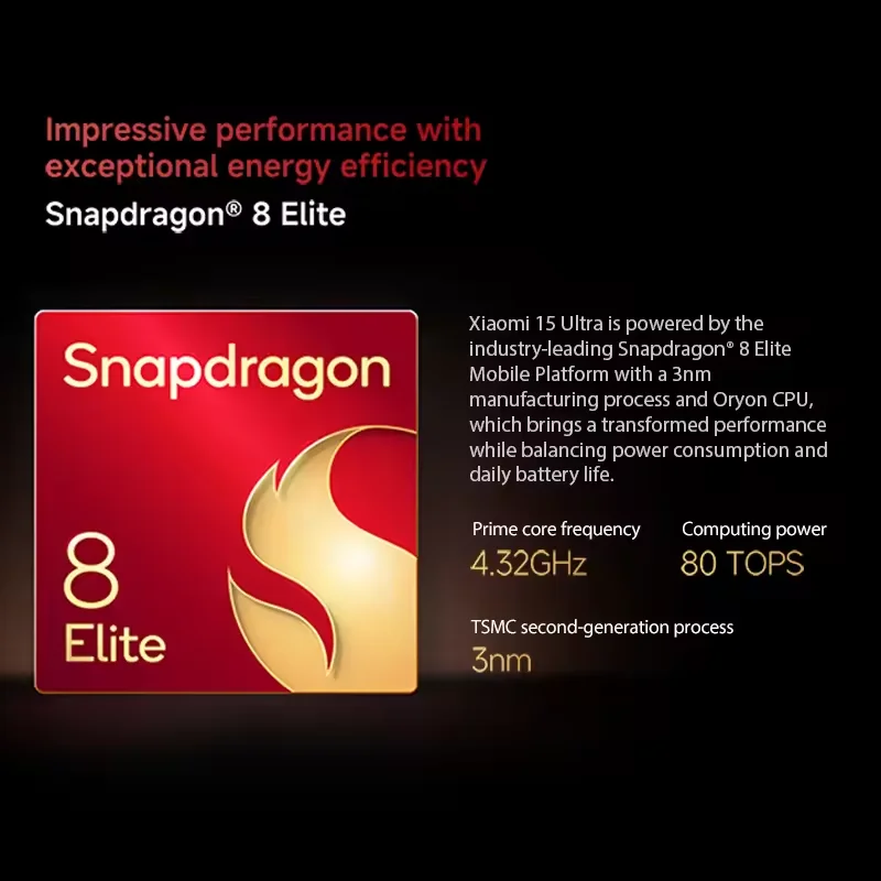 Smartphone Xiaomi 15 Ultra Version Chinoise Snapdragon ®   8 Elite AMOLED écran Leica 200MP ultra téléobjectif 90W HyperCharge IP68