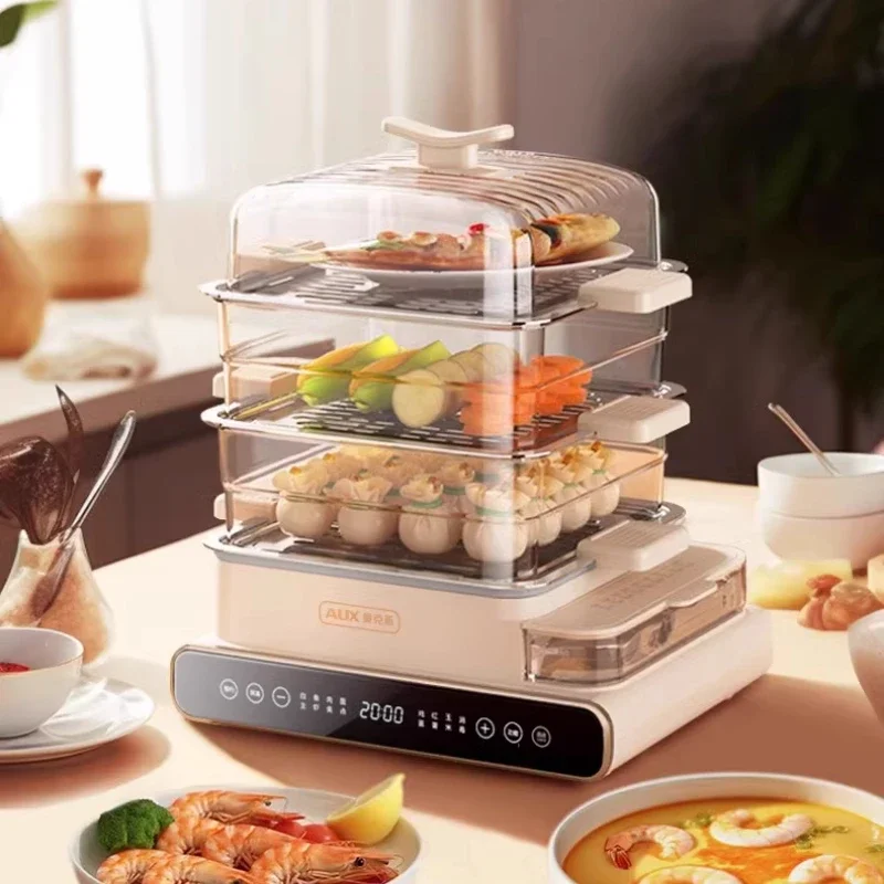 

Household electric steamer multifunctional integrated three-layer stainless steel large capacity