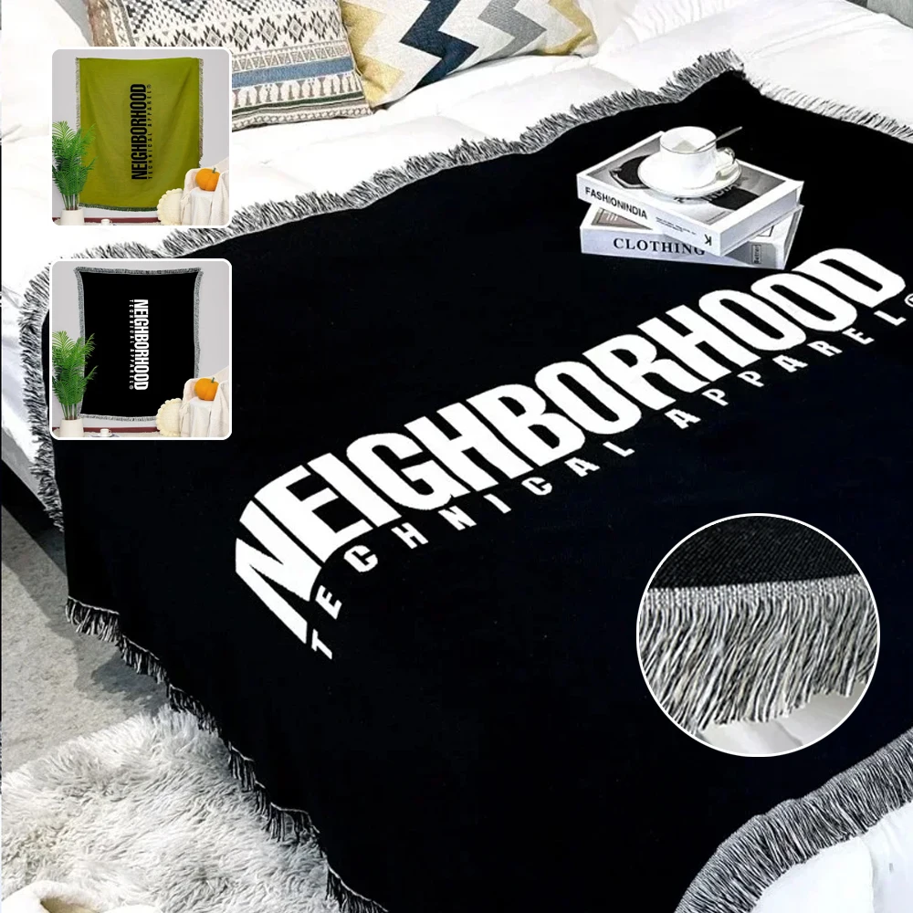 

Green/Black Casual Letter Tassels Table Cover Portable Outdoor Camping Picnic Mat Vintage Throw Blankets for Bed Nap Blanket