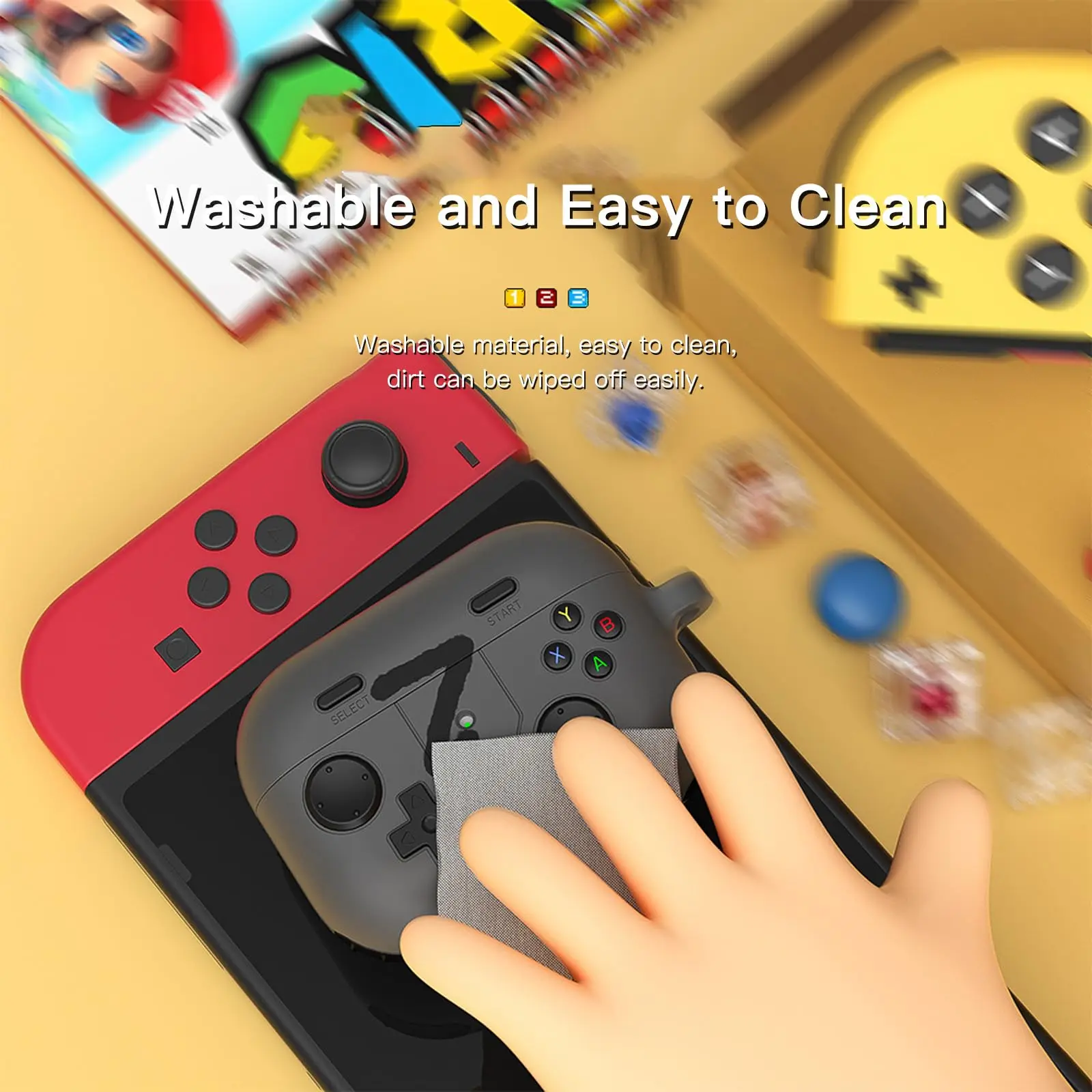 AirPods Pro 3用ケース 可愛い3Dゲームプレイヤーデザイン 保護シリコンスキンカバー キーチェーンとクリーニングキット付き