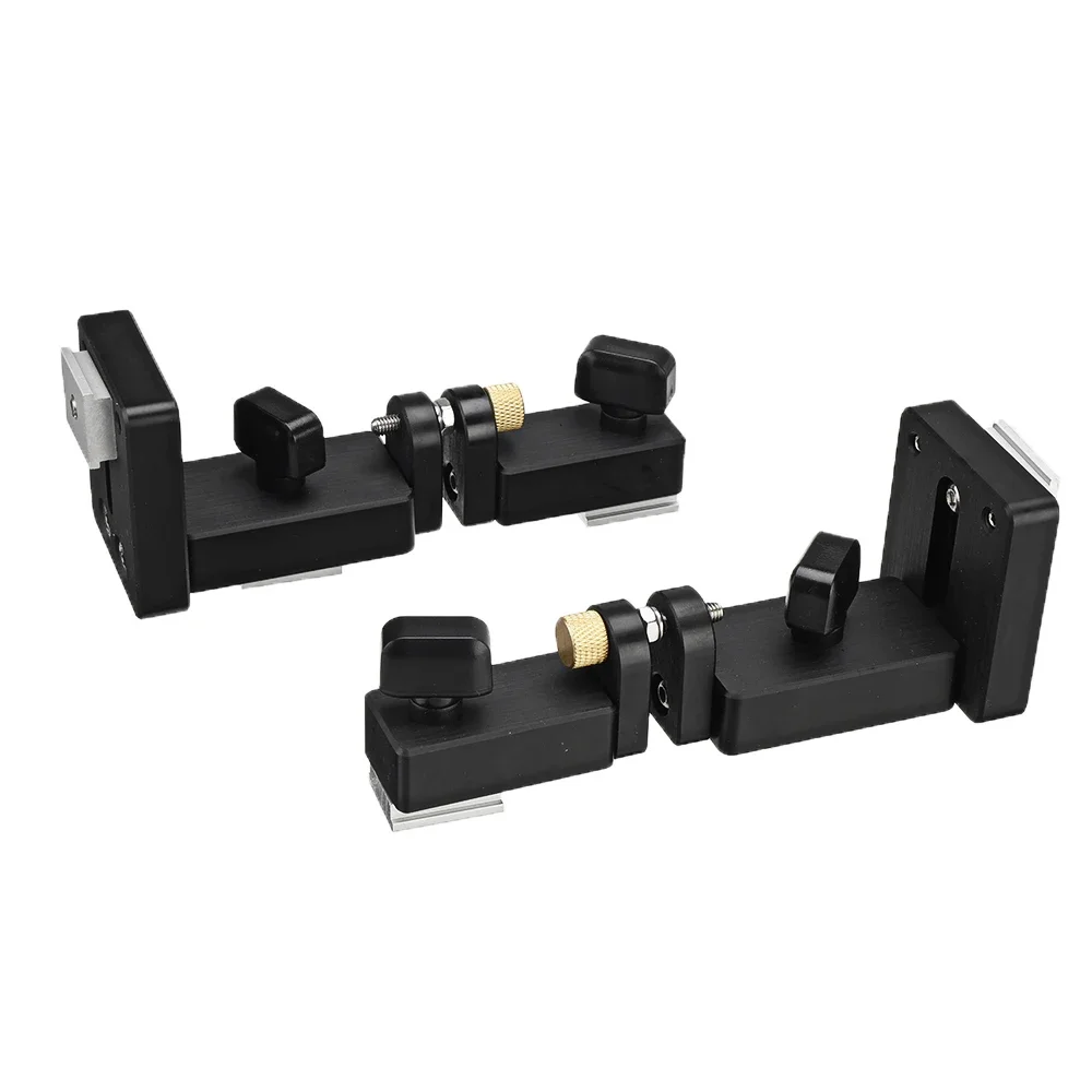 

2Pcs Fixed T-Slot Miter Track Stop Chutes Stopper Fence Bracket with Fine Tuning Manual Woodworking DIY Tools