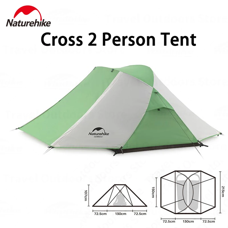 Naturehike Butterfly-Cross Double Hall Portable Ultralight 2 People Tent 210T Waterproof PU3000 Outdoor Camping Trekking Tent