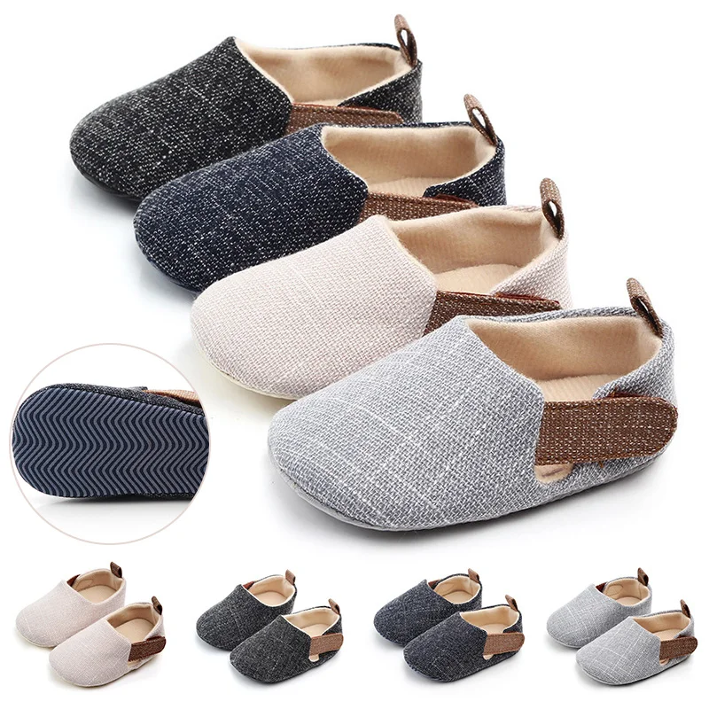 Retro Solid Color Baby First Walkers Toddler Soft Soled Anti-Slip Walking Shoes for Boy Girl Cotton Newborn Shoes Crib Shoes