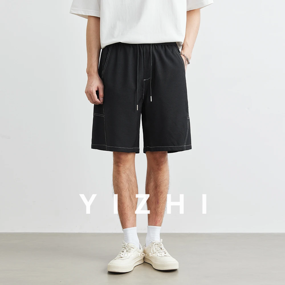 

Fashion Men's Casual Shorts 2025 Summer New Elastic Waist Wide Leg Shorts Thin Outdoor Sports Urban Youth Korean Men's Shorts