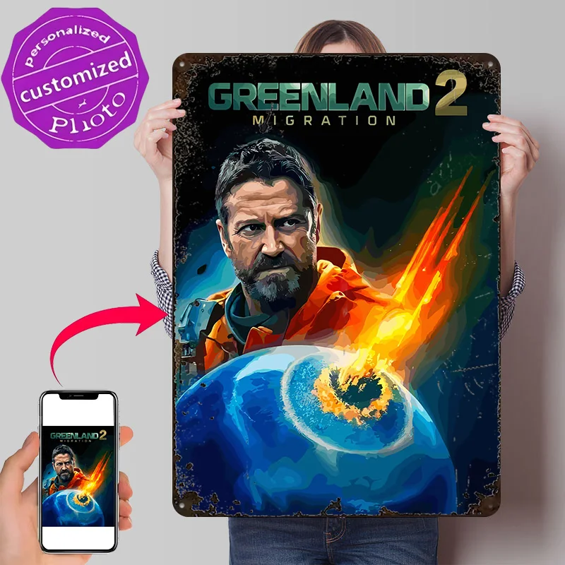 Greenland 2 : Migration Movie Personalized 3D Textured Metal Poster Wall Art Vintage Tin Signs for Decoration Bedroom Home Decor