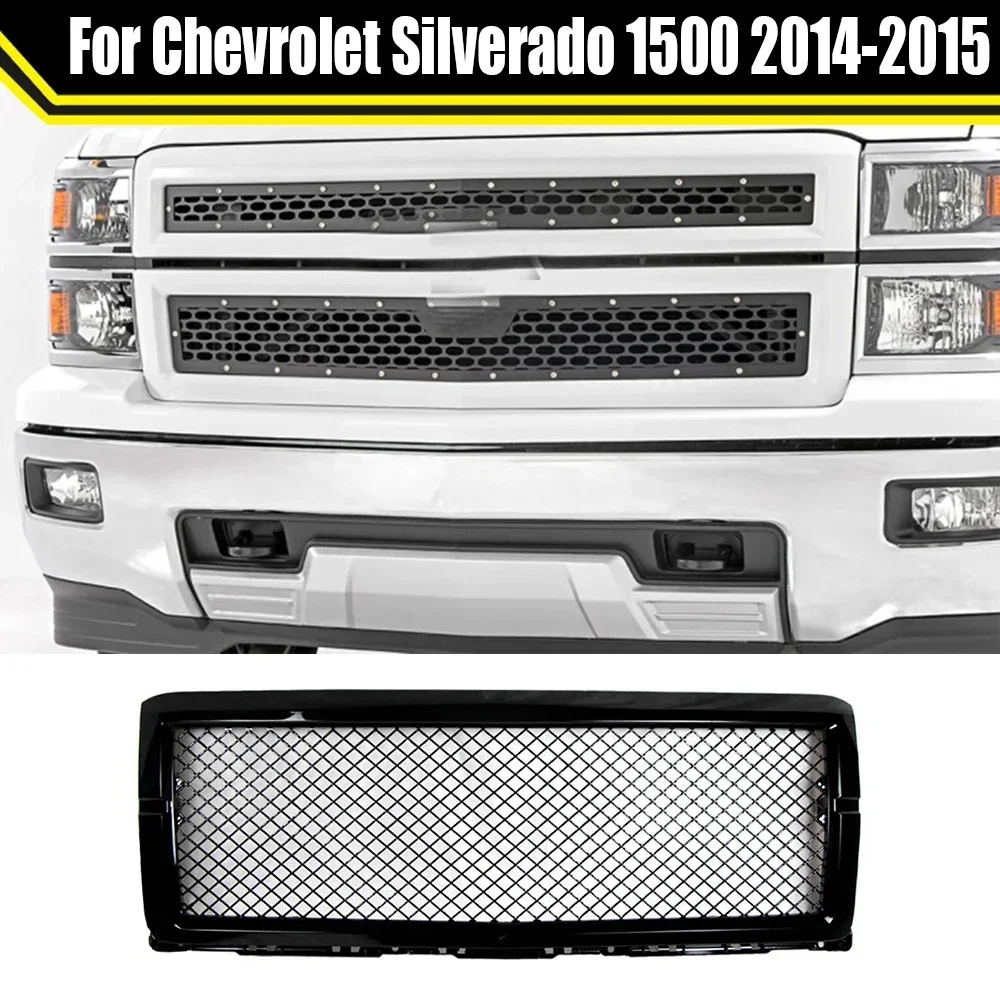 

For Chevrolet Silverado 1500 2014 2015 Front Bumper Grill Hood Grille Auto Racing Car Grills Direct Replacement Grille