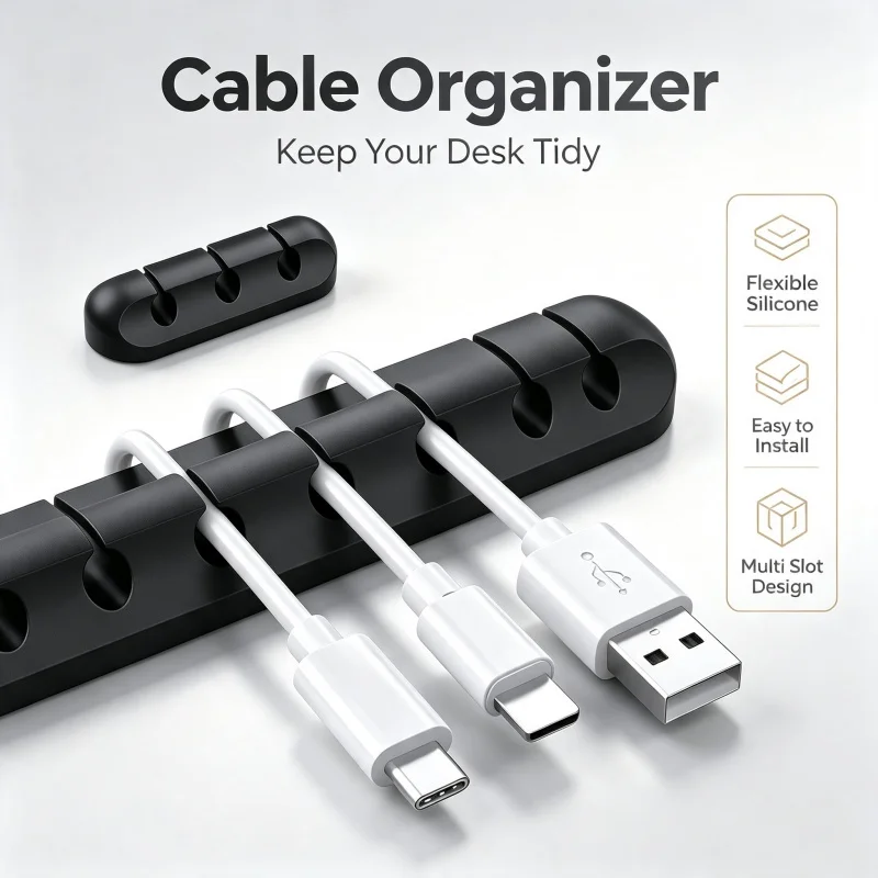 Silicone Version Cable Winder Management Charging Cable Winder Cable Cord Wire Organizer Adjustable Tidy Desk Clips Cable Holder