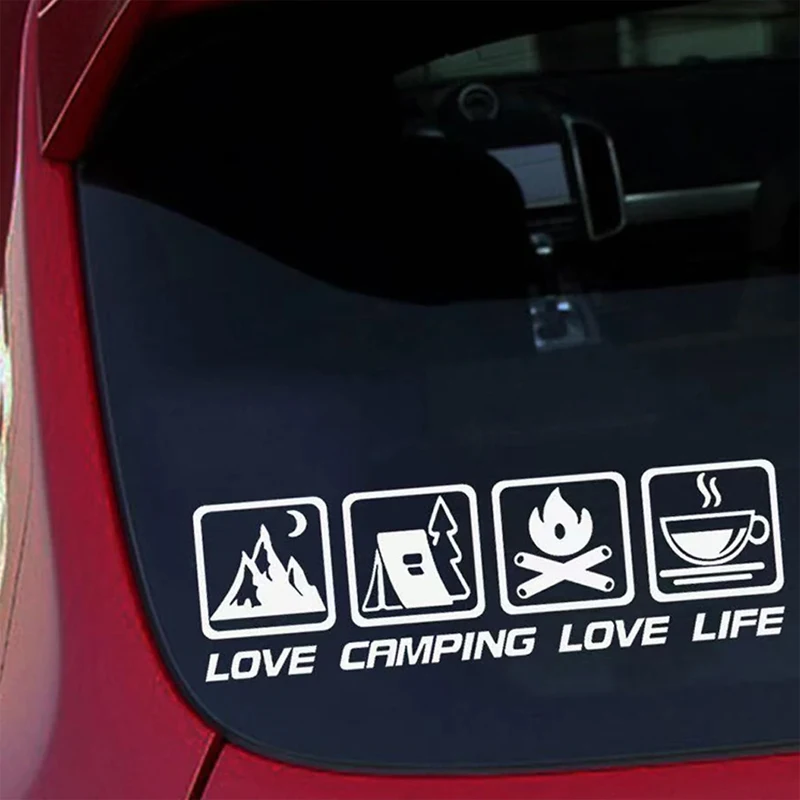 Наклейки для автомобиля CANPING LOVE LIFE, наклейки для кемпинга, костра, приключения, украшения кузова мотоцикла, наклейки для кофе, водонепроницаемые