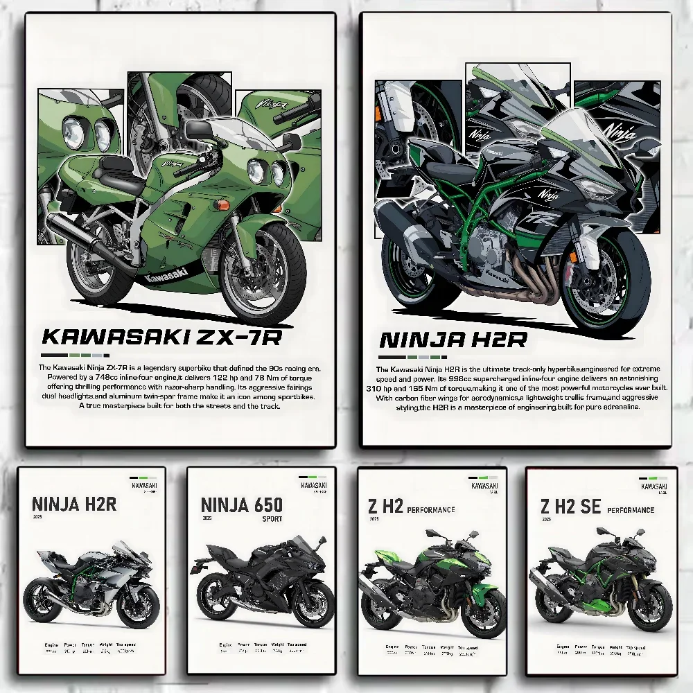 K-KawaSaki N-Ninja H2 Wall Art Poster Living Room Bar Cafe Bedroom Office Home Decorative Canvas Painting