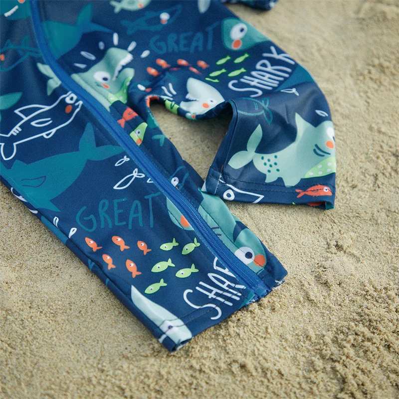 Baby Boy Swimsuit with Shark or Coconut Tree Print 5