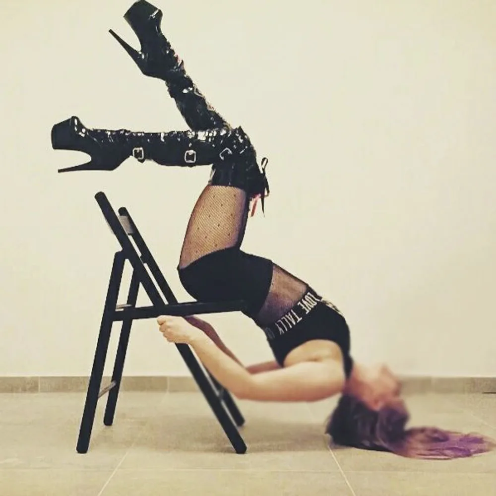 

8inches High Heels Belt Buckle Stripper 20cm Over The Knee Boots Exotic Lace Up Pole Dance Shoes Platform Sexy Motorcycle Queen