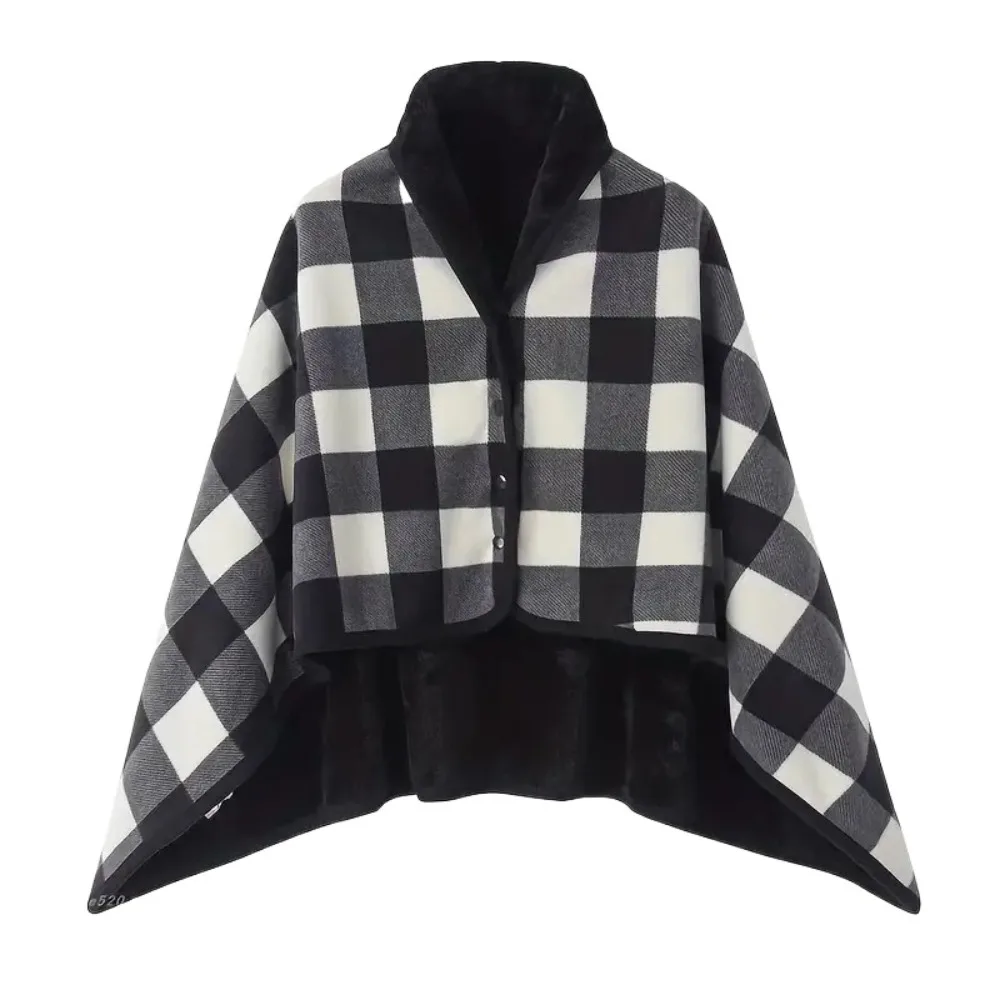 

140*100cm Retro Thicken Flannel Blanket Shawl Warm Cape Stripe Warm Shawl Cloak Wrap Wearable Scarf Women Travel