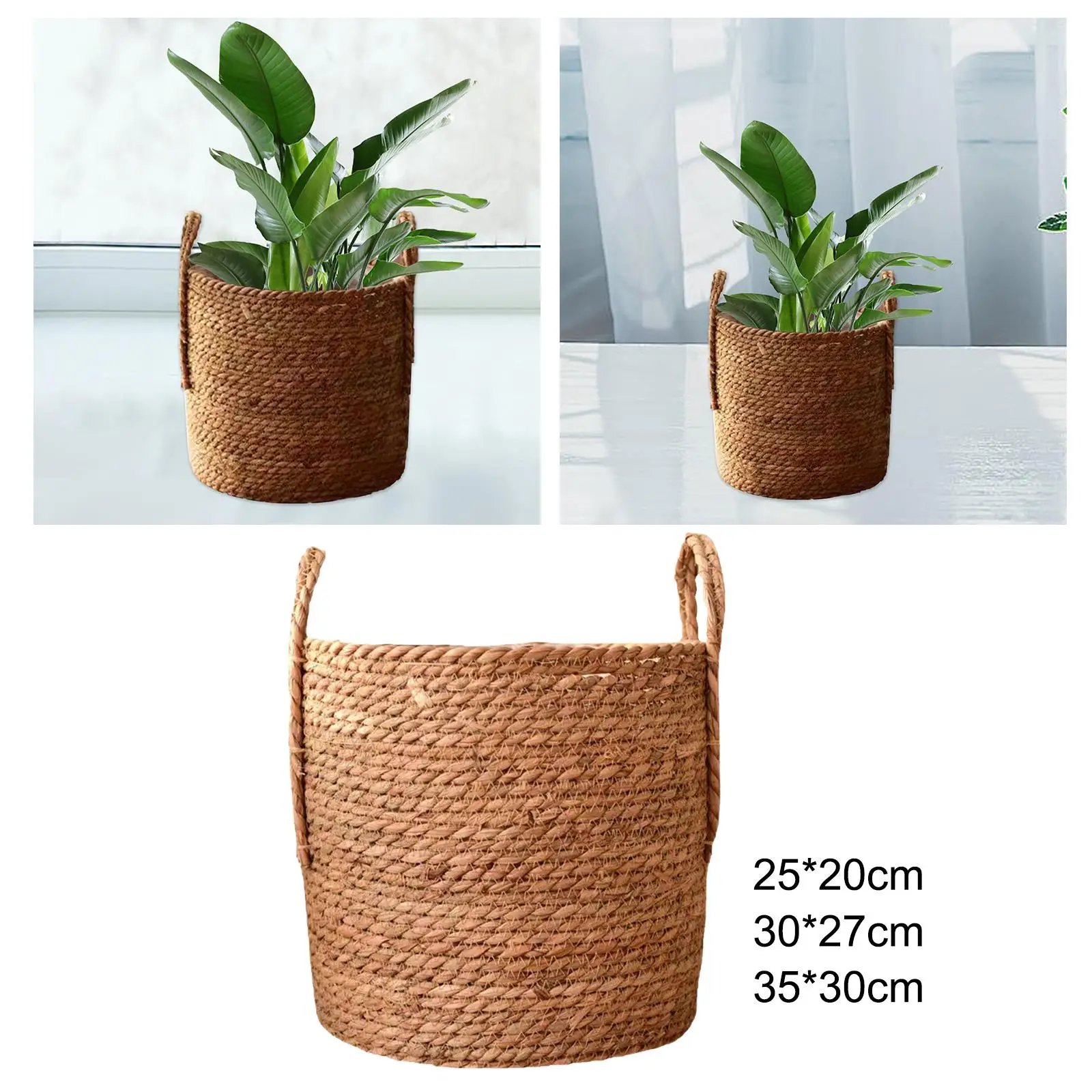 Woven Planter Basket Practical Portable Flower Pot Storage Basket Flower Basket for Farmhouse Balcony Bedroom Living Room Porch